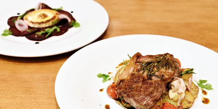 5chodové degustační menu pro 2 labužníky s kávou a případně i vínem