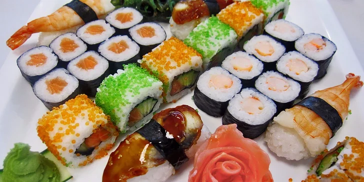 Srolované asijské pochoutky: barevné sushi sety pro gurmány