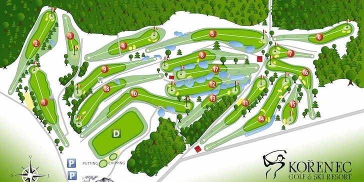 Green fee na 18jamkové golfové hřiště v Kořenci