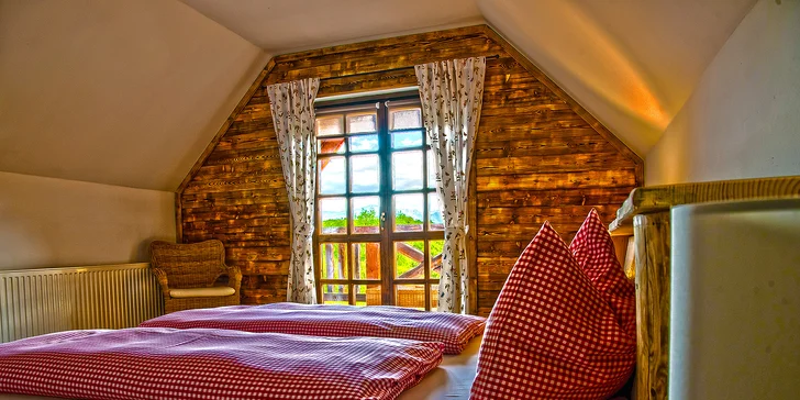 V ponuke voucherov máte izbu Štandard s manželskou posteľou a plne zariadený apartmán s kuchyňou (na fotke izba Štandard).