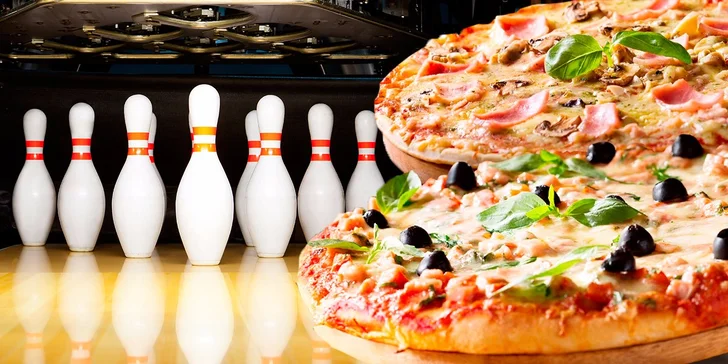 Hodinová hra bowlingu až pro 6 osob a dvě libovolné pizzy k tomu