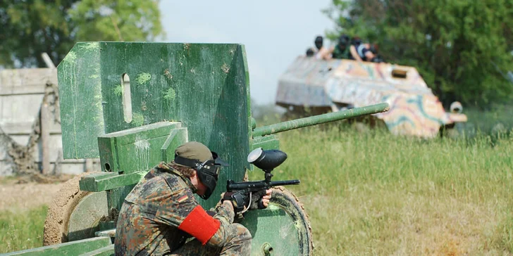 4 hodiny paintballu na přírodním hřišti v Army Parku Ořechov