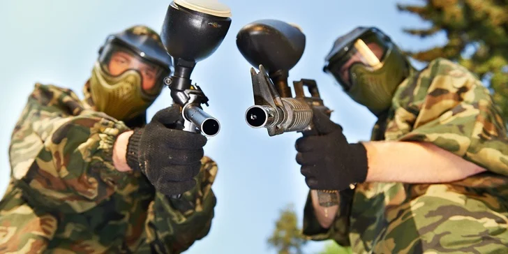 4 hodiny paintballu na přírodním hřišti v Army Parku Ořechov