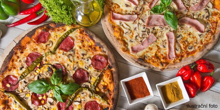 2x pizza Margherita se třemi dalšími ingrediencemi dle výběru