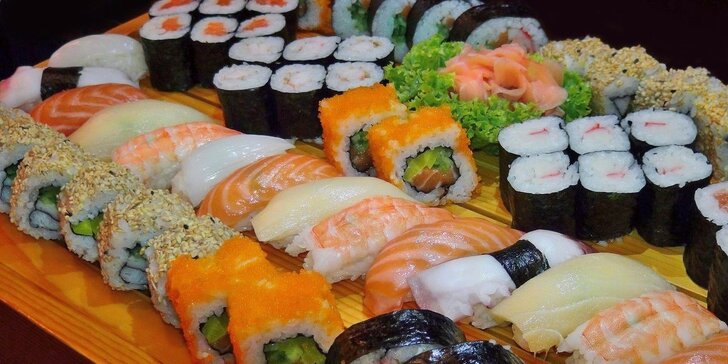 Dokonalá chuť asijských specialit – 28 až 72 kusů sushi a plněných taštiček