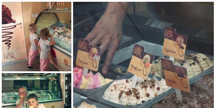 2 kopečky zmrzliny Carte d'Or v cukrárně Kolbaba