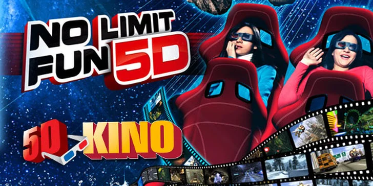 Vstupné PRO DVA do 5D kina No Limit Fun! Největší a nejmodernější 5D kino v Česku, skvělé zkušenosti návštěvníků a kvalitní obraz i zvuk.