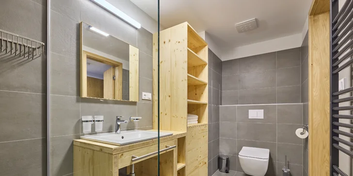 Koupelna je součástí každého apartmánu.
