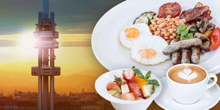 Anglická snídaně v Café Oblaca a vstup do observatoře na Žižkovské věži