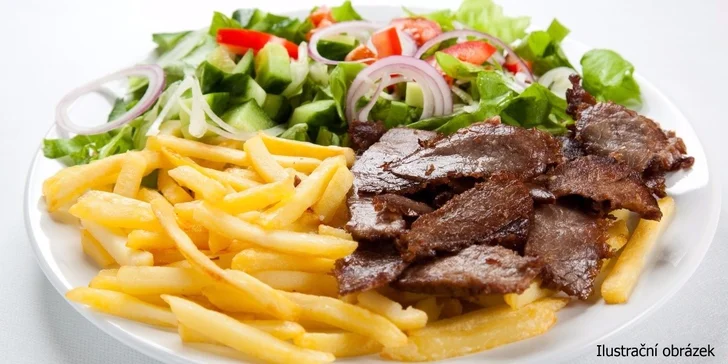 Kebab talíř s hranolky a nápojem dle výběru