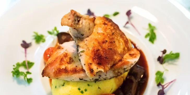 5chodové degustační menu pro 2 labužníky s kávou a případně i vínem