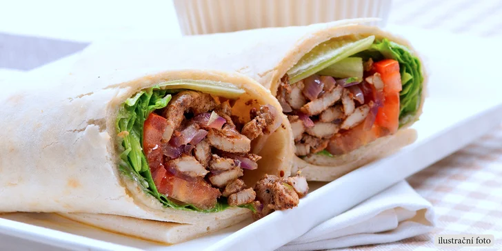 Kebab v tortille s masem a omáčkami dle výběru pro 1 nebo 2 osoby