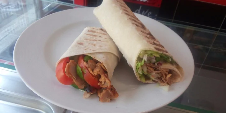 Kebab v tortille s masem a omáčkami dle výběru pro 1 nebo 2 osoby