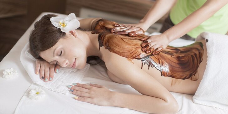 60minutová čokoládová relaxační masáž s peelingem a zábalem