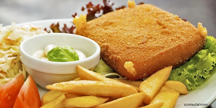 Smažený sýr, hranolky a tatarka pro dva v restauraci Oáza
