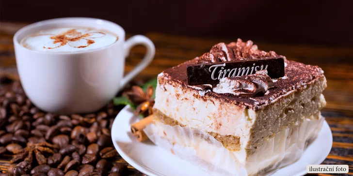 Sladká pauza v restauraci U Lilie - horký nápoj a tiramisu pro 1 či 2 osoby