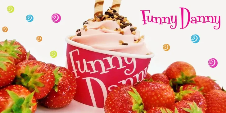 Osvěžující mlsání: Kelímek mraženého jogurtu z Funny Danny vč. posypu a polevy