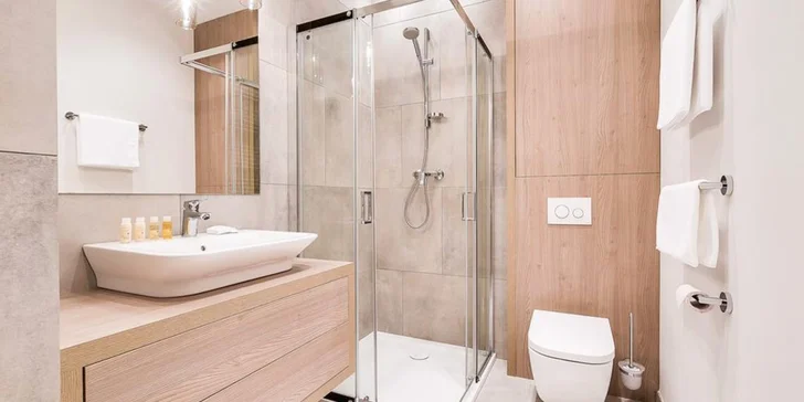 Součástí apartmánů je také moderní koupelna.