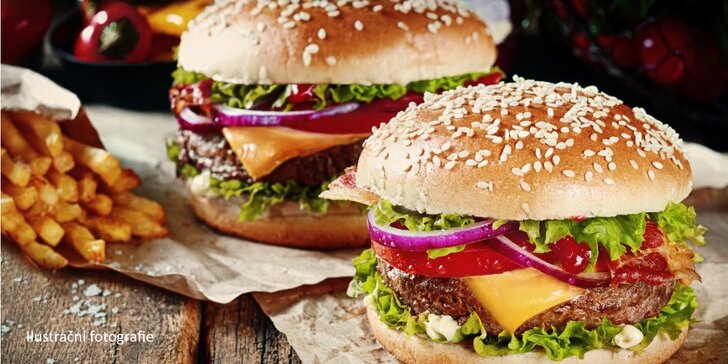 Burgerová hostina se spoustou hranolků pro dva až čtyři jedlíky