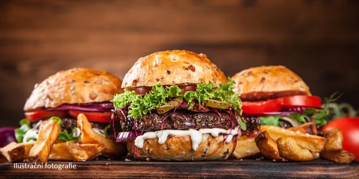 Burgerová hostina se spoustou hranolků pro dva až čtyři jedlíky