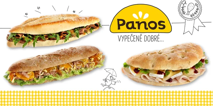 Vypečeně dobré sendviče Panos s hovězím, krůtím i kachním masem