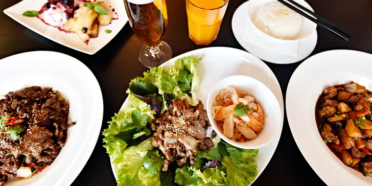 Bohaté tříchodové menu v čínské restauraci Mr. Bao pro 2 labužníky