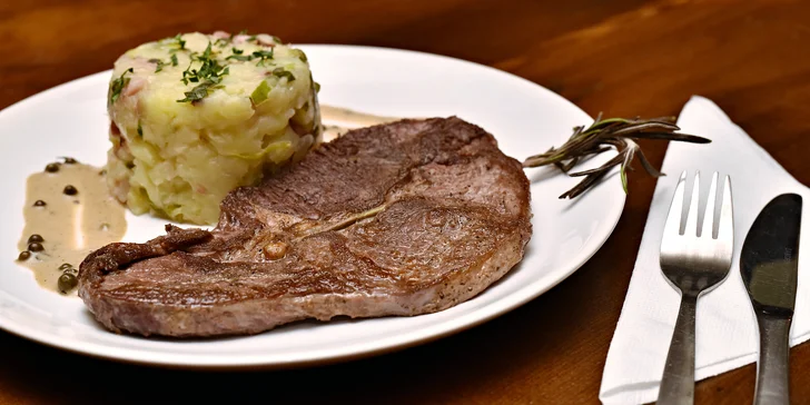 Masové hody v restauraci U Parléře: 300g rumpsteak s přílohou pro 1 či 2 jedlíky