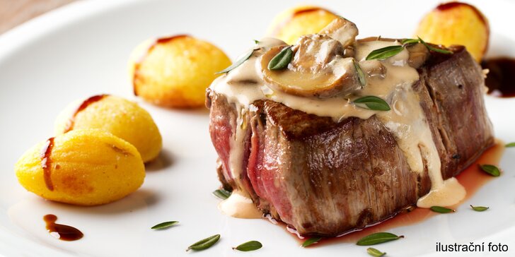 Masová hostina pro dvě osoby: 250g flank steak v restauraci Garnet