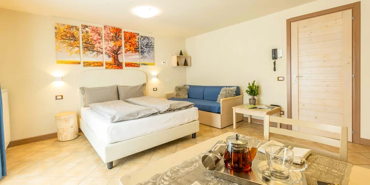 Plne vybavené apartmány stavajú na presvetlenosť a využitie prírodných materiálov.