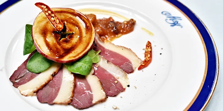 6chodové kachní menu pro dva gurmány v restauraci U Modré kachničky