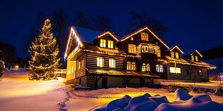 Kouzelné Vánoce v krkonošském v penzionu s vlastním lyžařském svahem