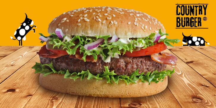 Burger dle výběru, hranolky a bezedný nápoj v novém fast foodu