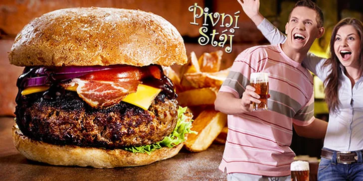 40% sleva na libovolné hamburgery v Pivní stáji