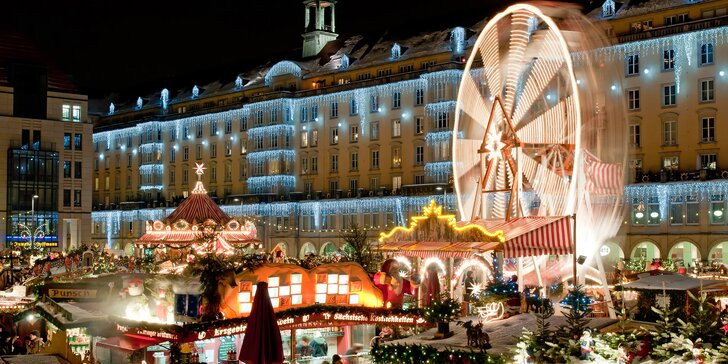 Vánočně vyzdobená Pirna s trhem a adventní trhy v Drážďanech