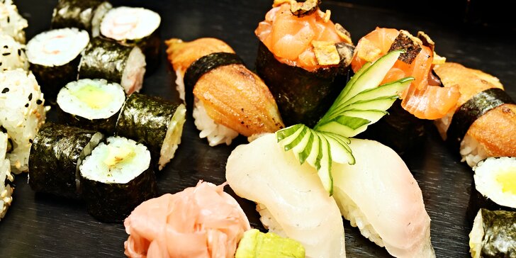 Autentické japonské menu: Polévka, salát, 38 kousků sushi a dezert pro 2