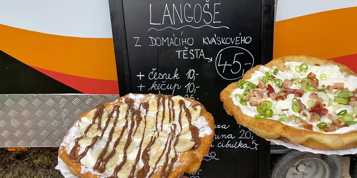 Dáte si klasiku se sýrem a kečupem, laskominu s nutellou a banánem, nebo speciální langoš s brynzou a uzeninou?