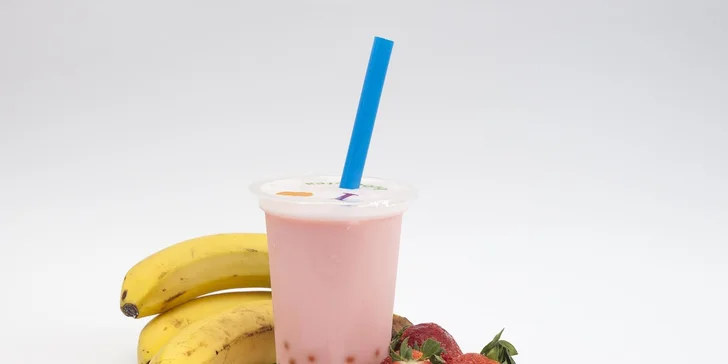 Půl litr bubble tea: Ovocný nebo krémový čaj s dvojitou dávkou přísad