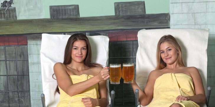 2hodinový odpočinek v pivních lázních pro 1 či 2: koupel, sauna a dvě piva