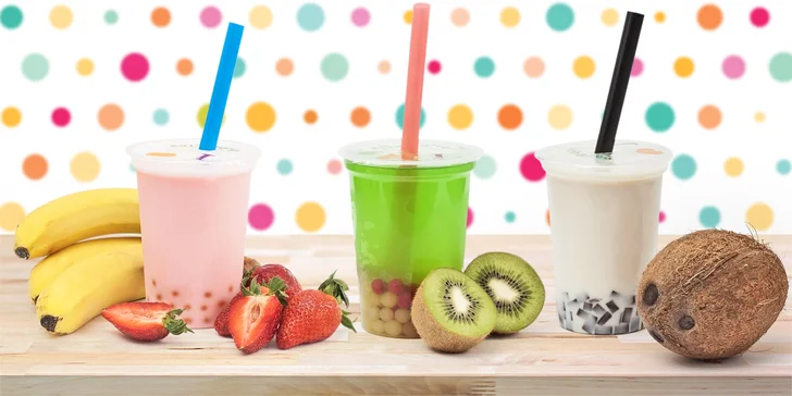 Půl litr bubble tea: Ovocný nebo krémový čaj s dvojitou dávkou přísad