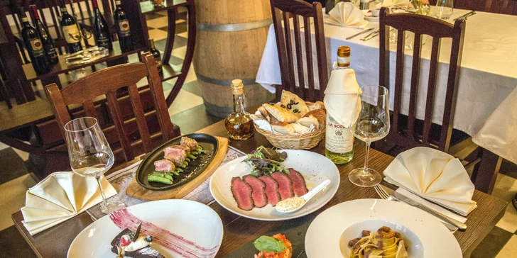 5chodové degustační menu s masem nebo mořskými plody pro dva