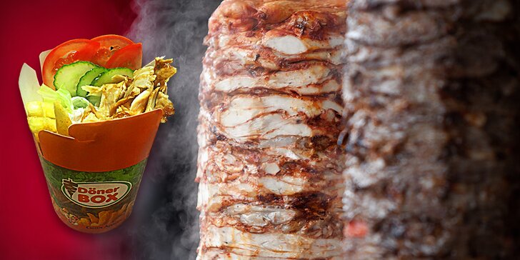 Chuť Turecka v krabičce Döner Box: kebab, hranolky a salát s dresinkem