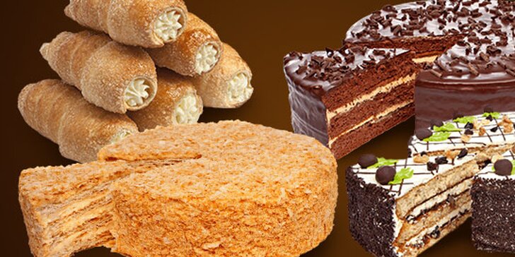 Vynikající a krásné dorty nebo krabice mini kremrolí