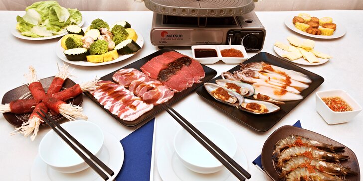 Asijské barbecue menu pro 2 osoby – grilujte si sami přímo na stole