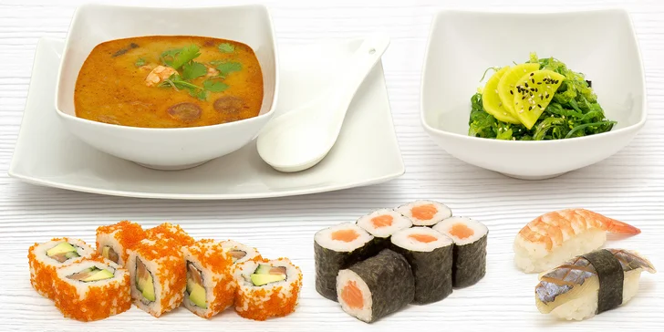 Ve znamení Japonska: degustační sushi menu s polévkou a dezerty