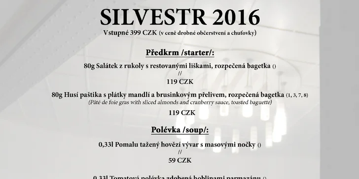 Silvestrovská oslava s vyladěným menu a skvělou zábavou v restauraci Savoy