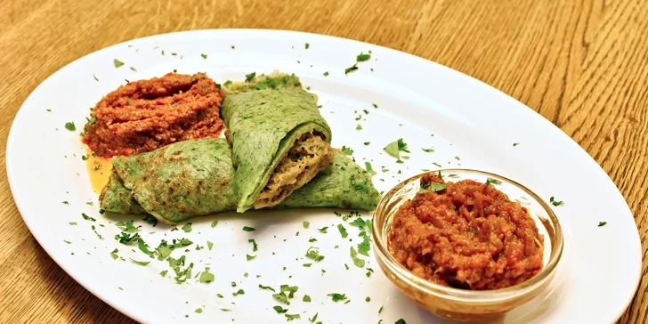 Vegetariánské menu o 3 chodech v restauraci Maitrea pro 2 osoby
