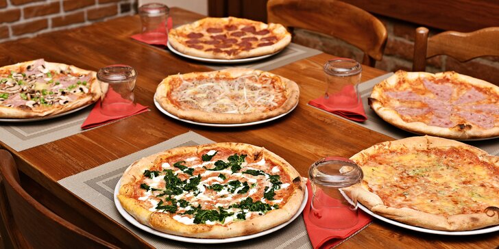 Ať vám to křupe: 1 nebo 2 lahodné pizzy dle výběru a 10% sleva na nápoje