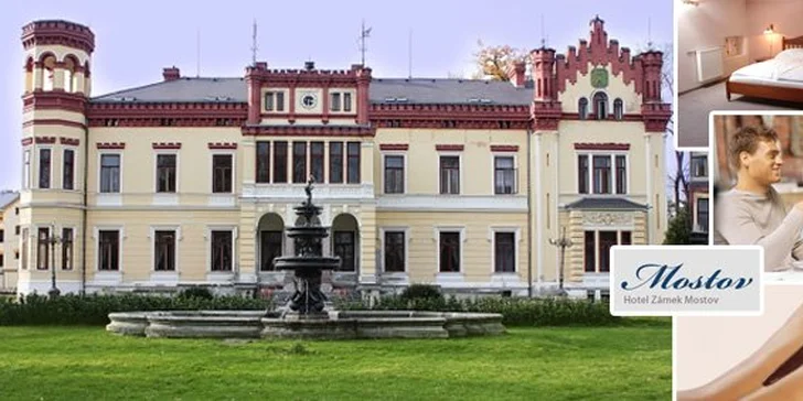 3499 Kč za TŘI romantické dny pro DVA na zámku Mostov. Snídaně, neomezený vstup do wellness, čokoládová masáž, 4chodová večeře. Poznejte kouzlo západních Čech se slevou 52 %.