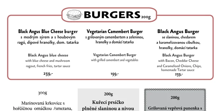 Výtečný burger z kvalitního hovězího nebo bez masa s grilovaným sýrem