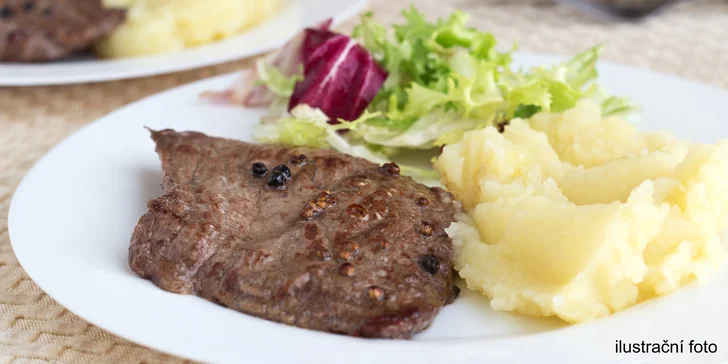 Vyladěné 3chodové menu s hovězím steakem v centru Brna